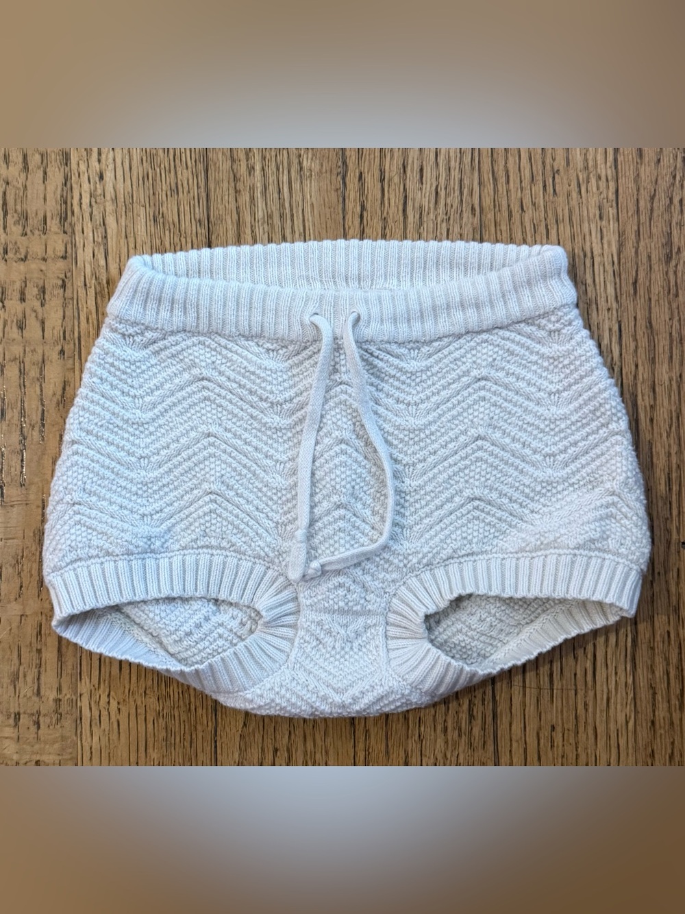 Misha & Puff Chevron Knit Bloomers 12-18M Cream Organic Cotton Pull On Shorts